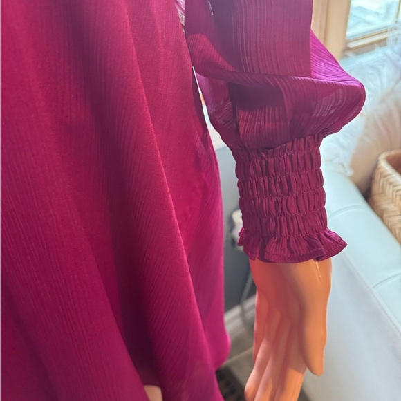 Express Red V-Neck Bishop Sleeve Sundress - Picture 2 of 6